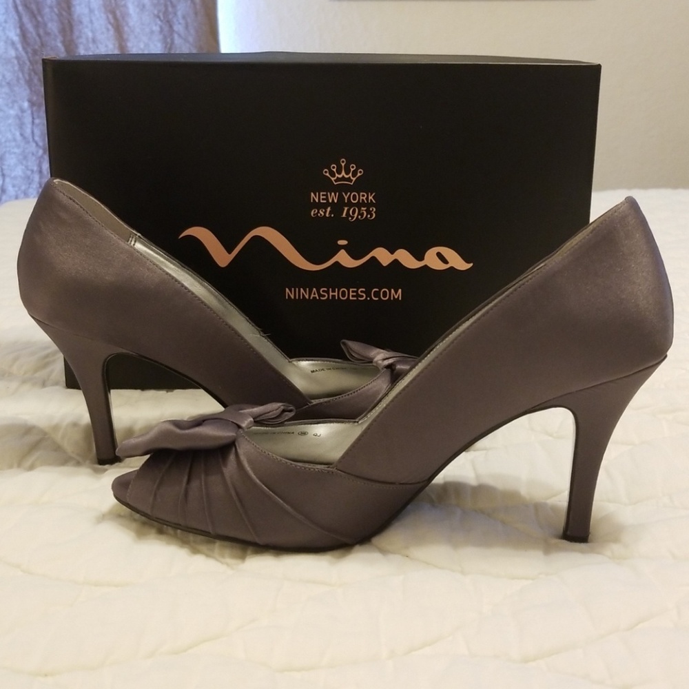 Nina "Forbes" satin dark grey heels